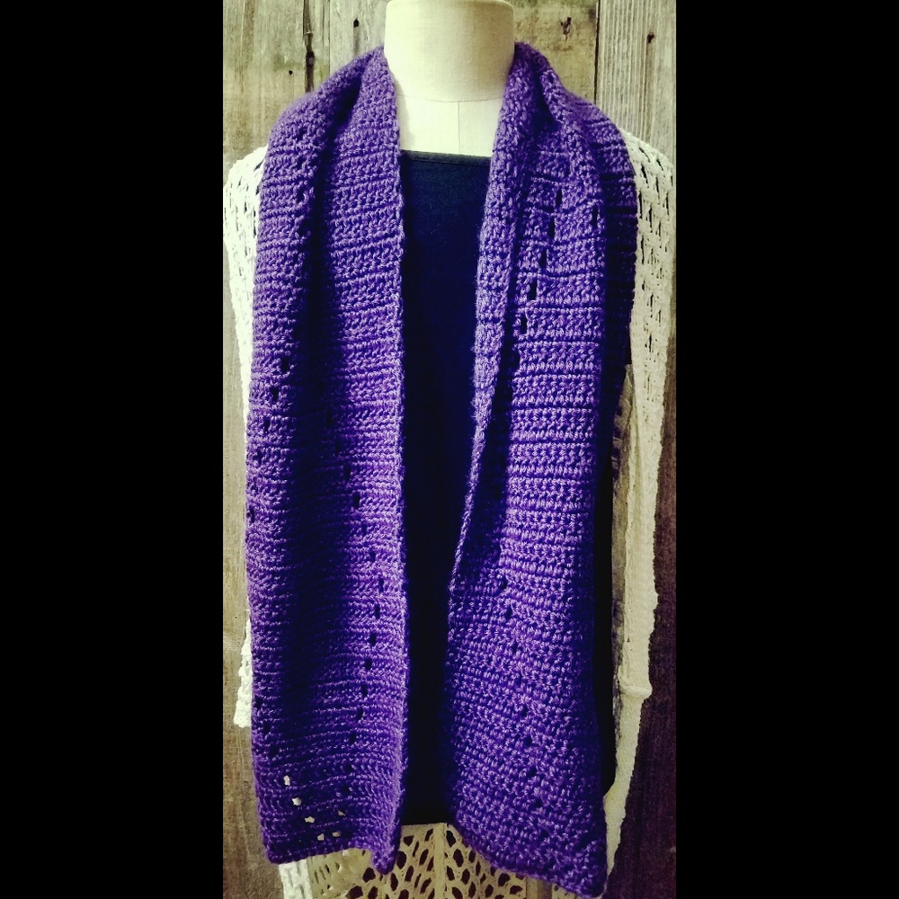 Donation Purple Handmade Crochet Scarf